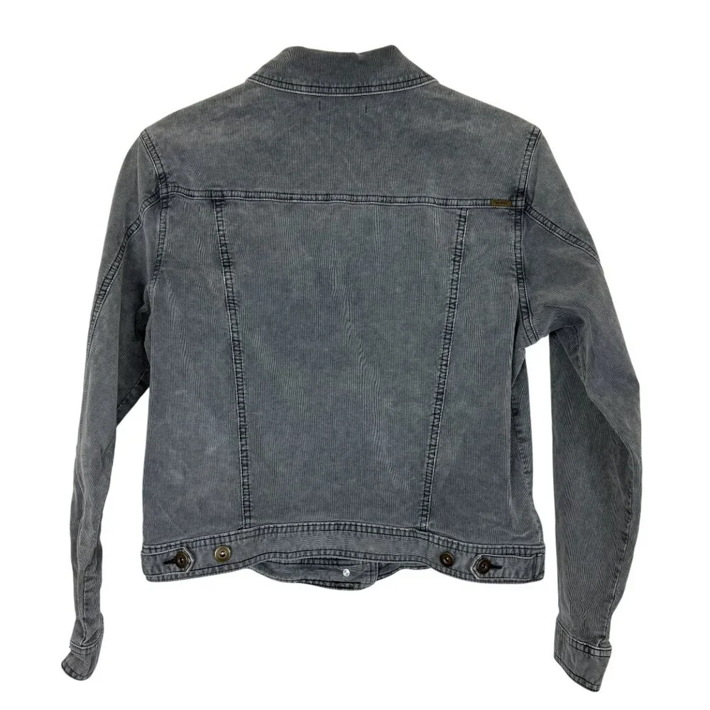 Prana Corduroy Jacket Womens Large Gray Trucker Stretch Casual Organic Cotton - Picture 6 of 10